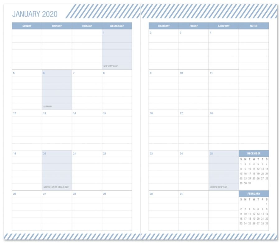 slide 4 of 4, Office Depot Brand Monthly Planner, 3-1/2'' X 6'', Lines, January To December 2020, 1 ct