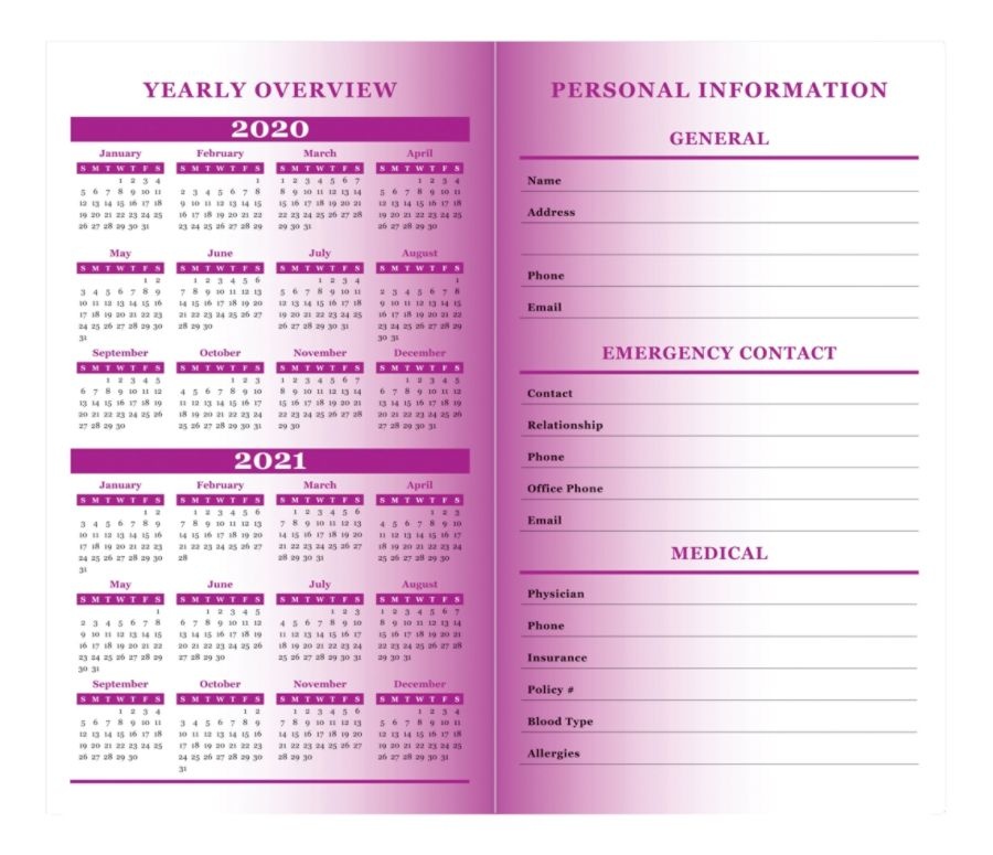 slide 3 of 4, Office Depot Brand Monthly Planner, 3-1/2'' X 6'', Purple Ombre, January To December 2020, Odus1930-009, 1 ct