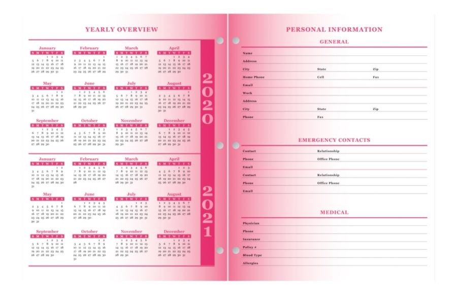 slide 3 of 4, Office Depot Brand Monthly Planner, 10-1/4'' X 8-1/4'', Pink Ombre, January To December 2020, Odus1930-007, 1 ct