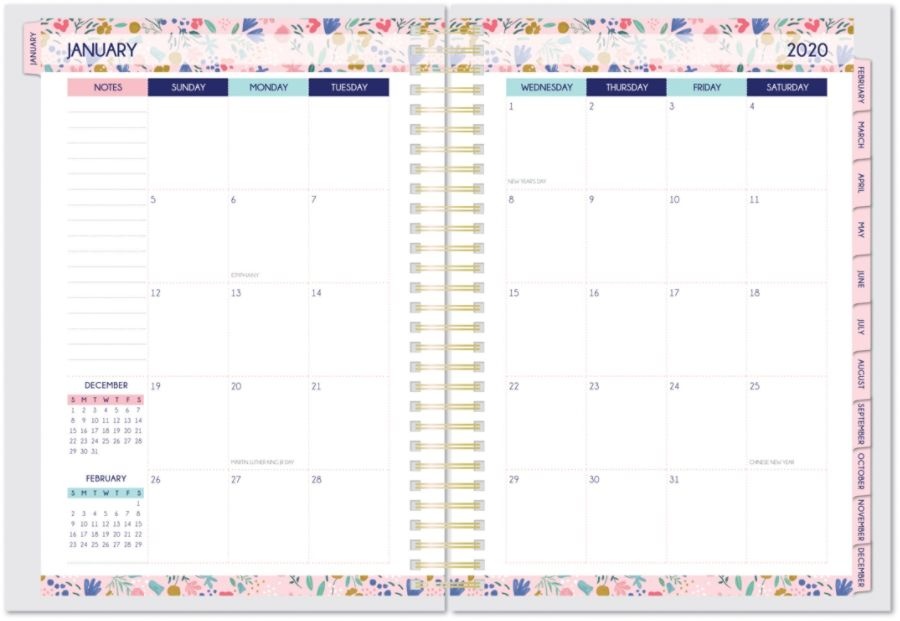 slide 2 of 4, Office Depot Brand Weekly/Monthly Planner, 4'' X 6'', Flowers, January To December 2020, Odus1930-004, 1 ct