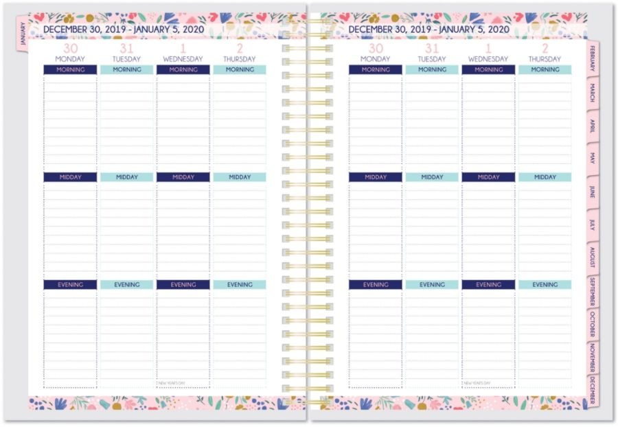 slide 3 of 4, Office Depot Brand Weekly/Monthly Planner, 4'' X 6'', Flowers, January To December 2020, Odus1930-004, 1 ct