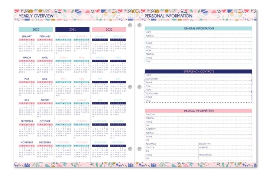 slide 4 of 4, Office Depot Brand Monthly Planner, 8-1/4'' X 10-1/4'', Flowers, January To December 2020, 1 ct