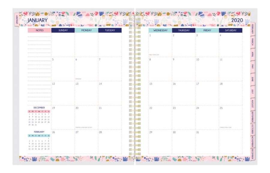 slide 4 of 4, Office Depot Brand Weekly/Monthly Planner, 8-1/2'' X 11'', Flowers, January To December 2020, Us1930-001, 1 ct