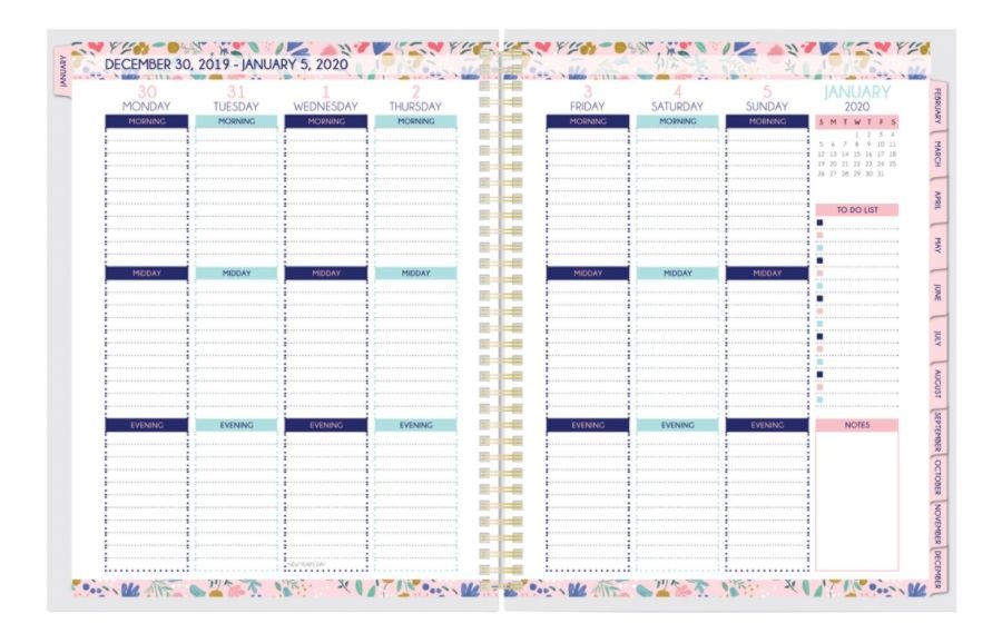 slide 3 of 4, Office Depot Brand Weekly/Monthly Planner, 8-1/2'' X 11'', Flowers, January To December 2020, Us1930-001, 1 ct