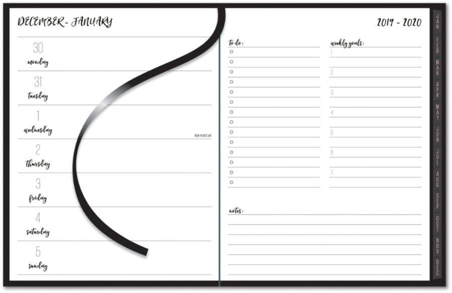 slide 3 of 4, Office Depot Brand Weekly/Monthly Little Black Planner, 5'' X 8'', January To December 2020, 1 ct