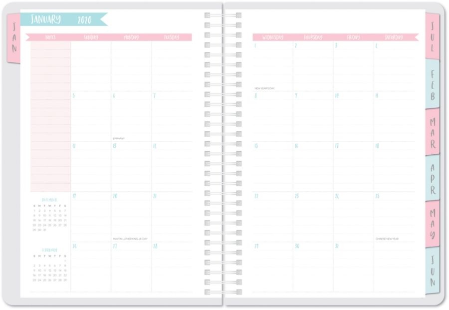 slide 4 of 4, Office Depot Brand Weekly/Monthly Planner, 4'' X 6'', Cotton Candy, January To December 2020, 1 ct