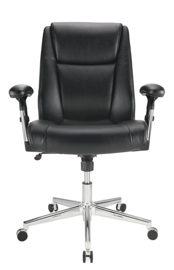 slide 2 of 4, Realspace Densey Bonded Leather Mid-Back Managerial Chair, Black, 1 ct