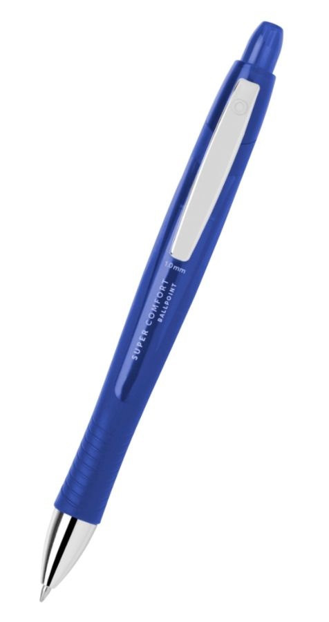 slide 2 of 2, Office Depot Retractable Ballpoint Pens with Grip, Medium Point, 1.0 mm, Blue Barrel, Blue Ink, 6 ct