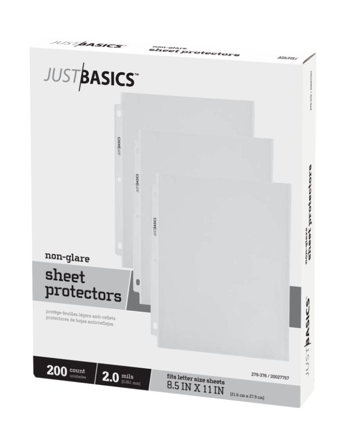 slide 2 of 3, Just Basics Top-Loading Sheet Protectors, Lightweight, Semi-Clear, Box Of 200, 200 ct