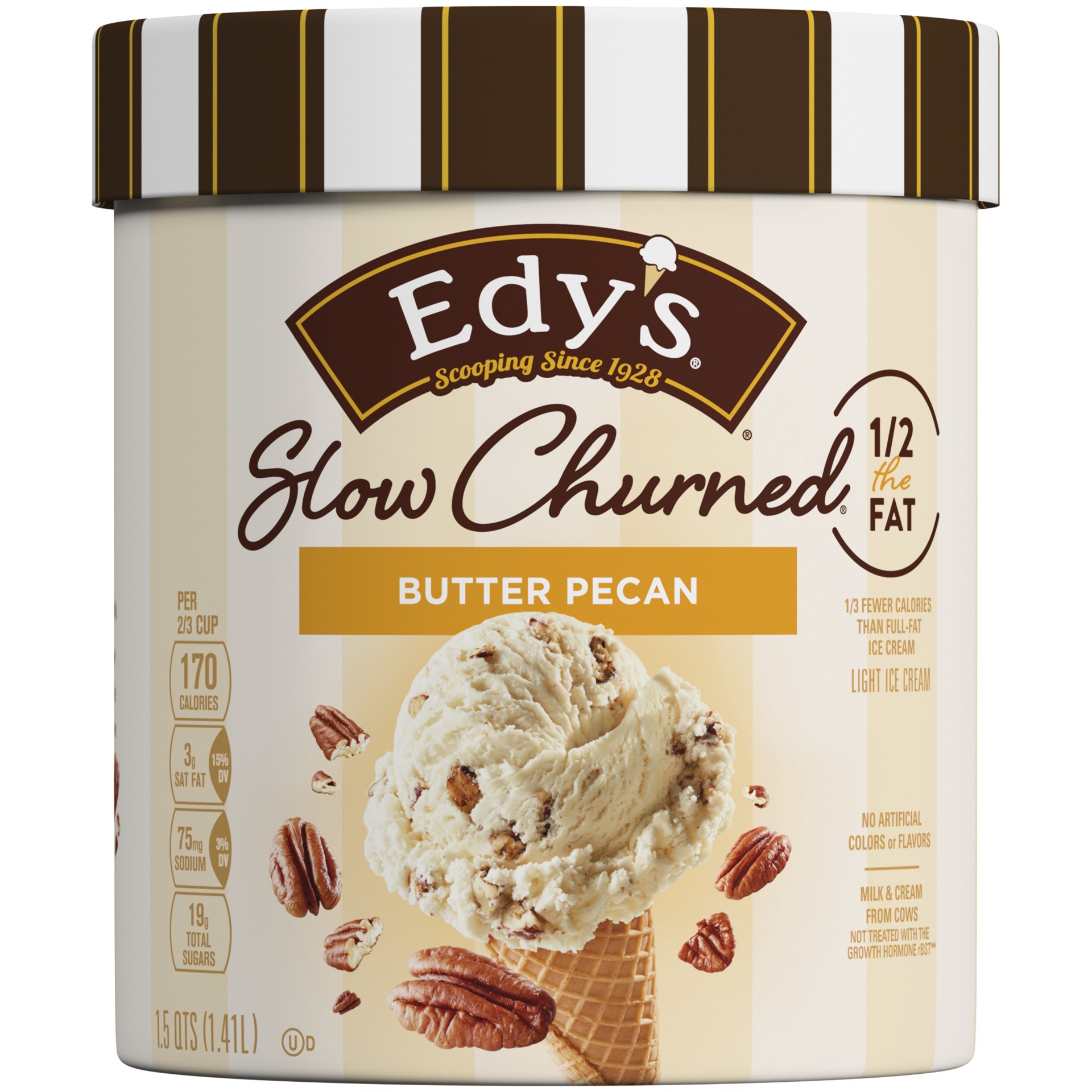 slide 1 of 5, Edy's Slow Churned Light Butter Pecan Ice Cream 1.5 qt, 1.5 qt