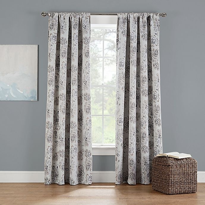 slide 1 of 4, Eclipse Twilight Luna Printed Rod Pocket Window Curtain Panel - Stone, 54 in