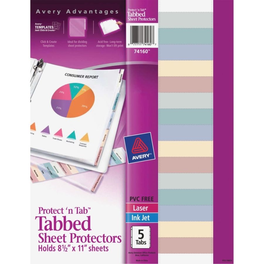 slide 2 of 2, Office Depot Brand Tabbed Sheet Protectors, 5-Tab, Clear, 1 ct