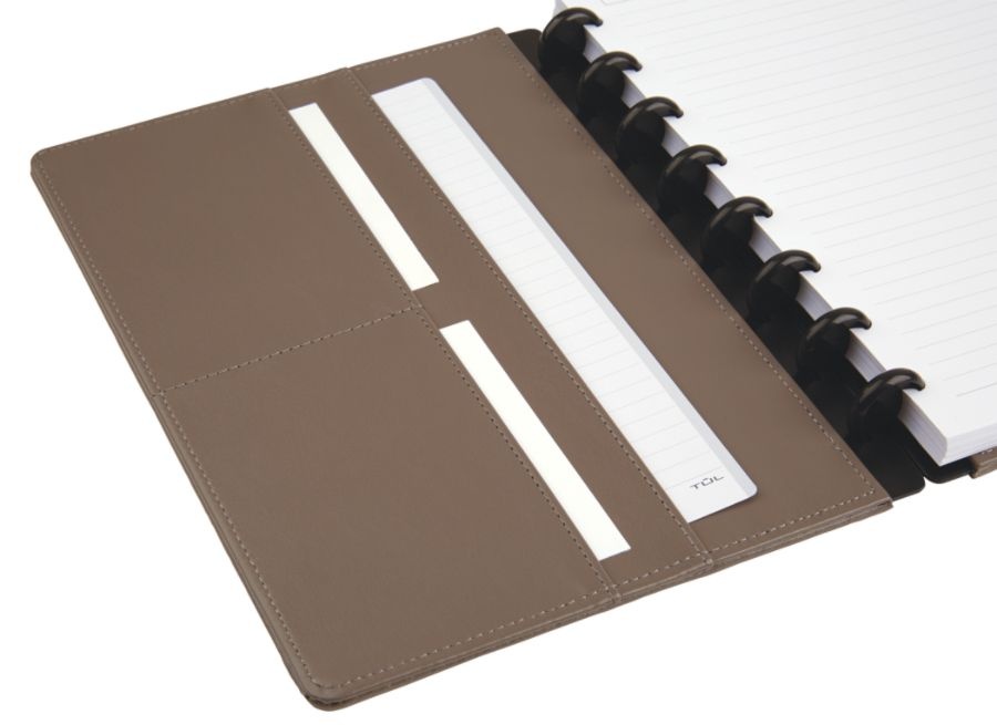 slide 3 of 6, TUL Custom Note-Taking System Discbound Notebook, Junior Size, Leather Cover, Gray, 1 ct