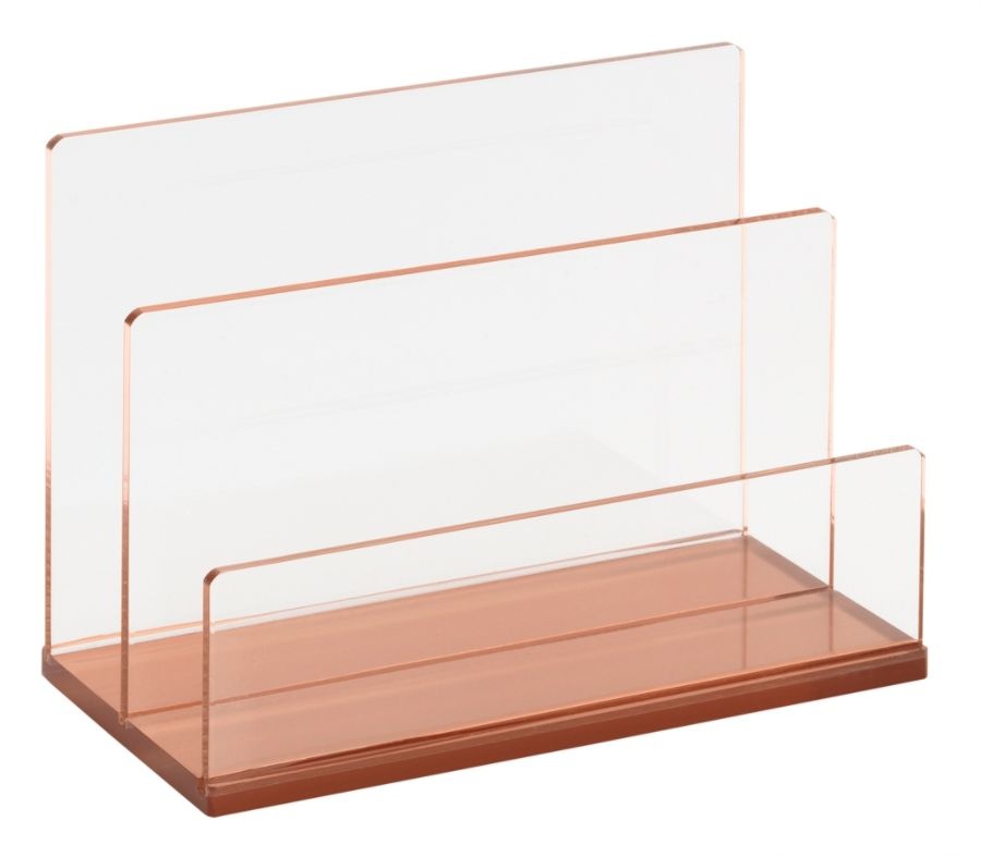 slide 2 of 4, Realspace Acrylic 2-Compartment Desk Sorter, Letter Size, Clear/Rose Gold, 1 ct