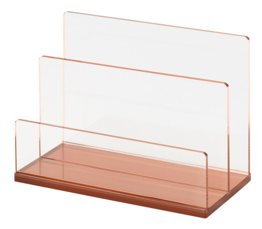 slide 4 of 4, Realspace Acrylic 2-Compartment Desk Sorter, Letter Size, Clear/Rose Gold, 1 ct