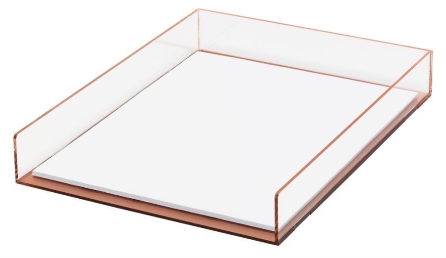 slide 4 of 4, Realspace Acrylic Paper Tray, Letter Size, Clear/Rose Gold, 1 ct