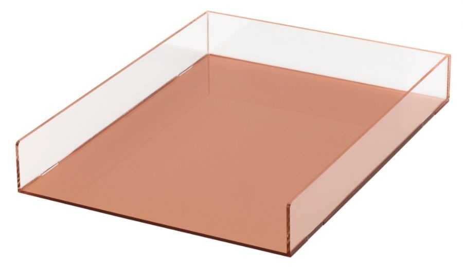 slide 2 of 4, Realspace Acrylic Paper Tray, Letter Size, Clear/Rose Gold, 1 ct