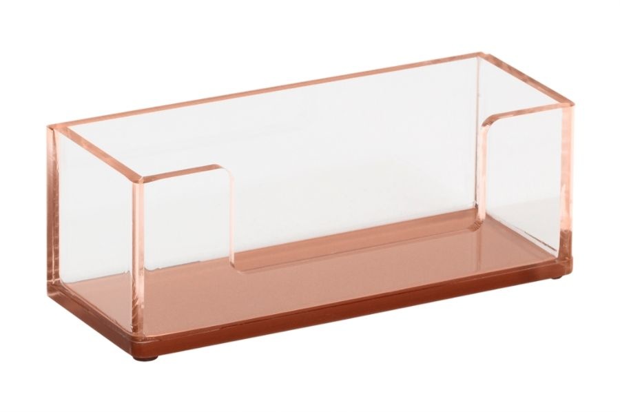 slide 3 of 4, Realspace Acrylic Business Card Holder, 3-15/16'' X 3-3/4'', Clear/Rose Gold, 1 ct