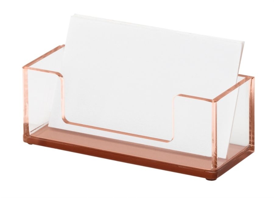 slide 4 of 4, Realspace Acrylic Business Card Holder, 3-15/16'' X 3-3/4'', Clear/Rose Gold, 1 ct