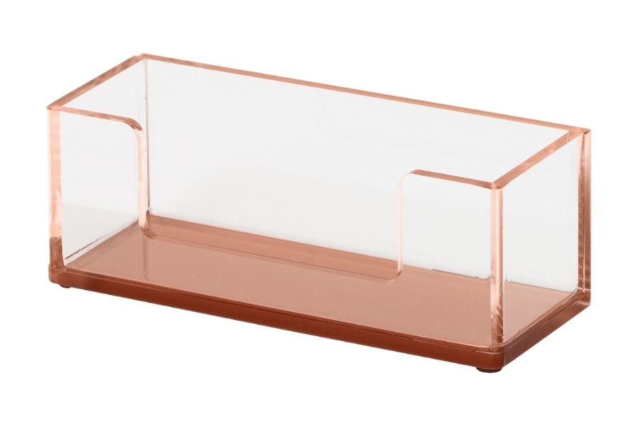 slide 2 of 4, Realspace Acrylic Business Card Holder, 3-15/16'' X 3-3/4'', Clear/Rose Gold, 1 ct