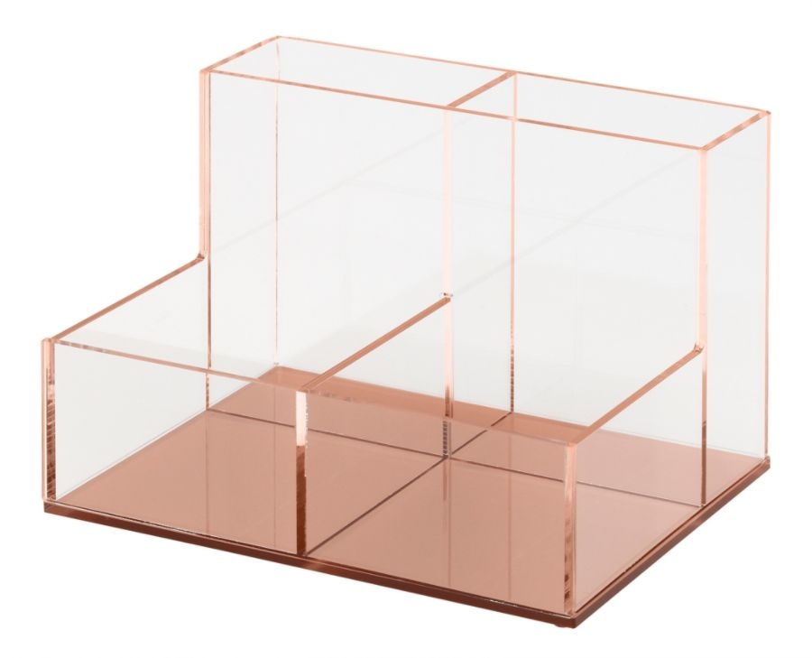 slide 2 of 3, Realspace Acrylic 4-Compartment Desk Caddy, Clear/Rose Gold, 1 ct