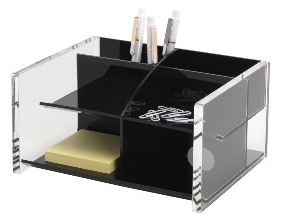 slide 3 of 4, Realspace Acrylic Desk Organizer - Black/Clear, 1 ct