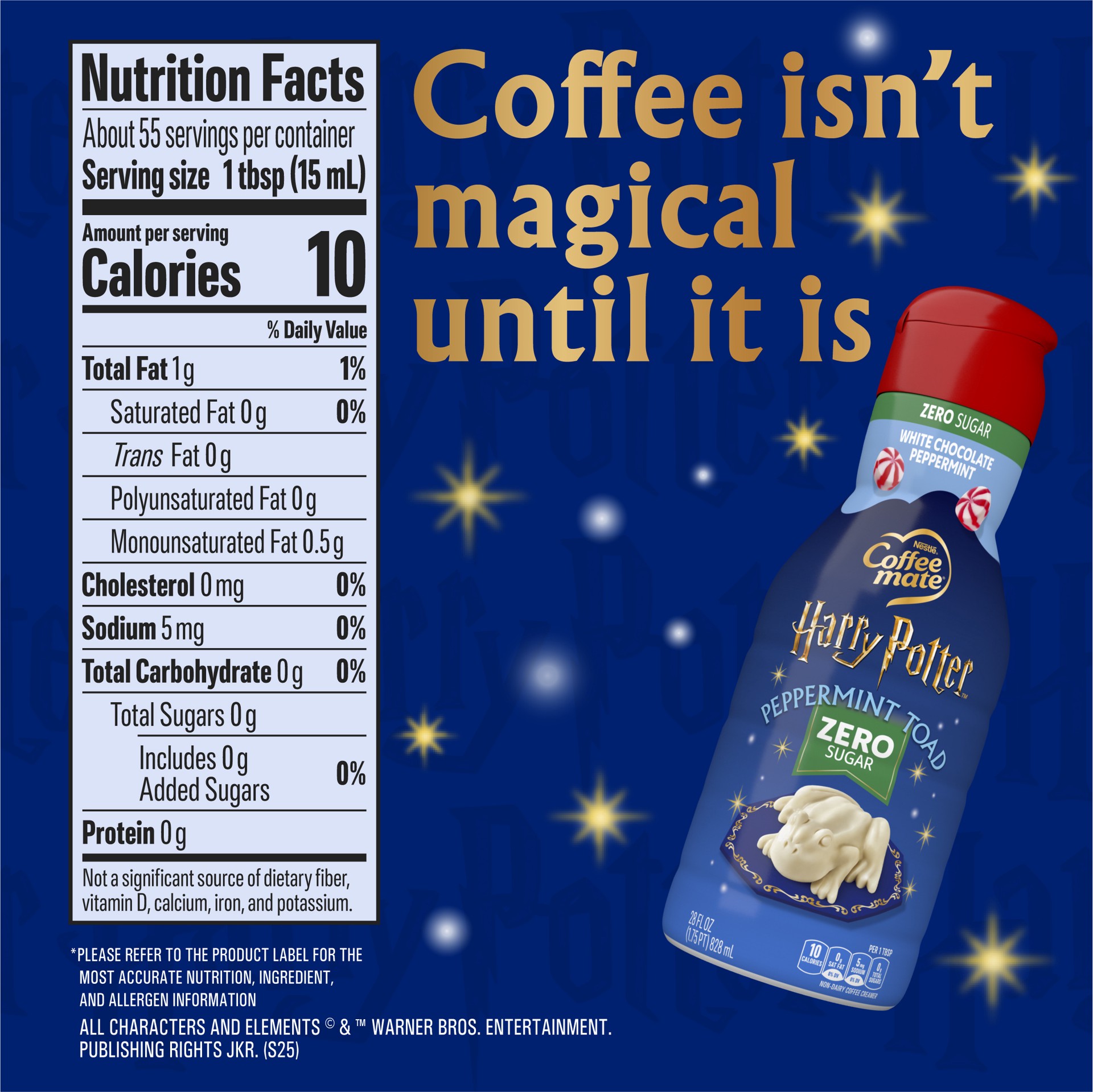 slide 3 of 7, Coffee-Mate Coffee mate Harry Potter Peppermint Toad, White Chocolate Peppermint Flavored Creamer, 28 fl oz