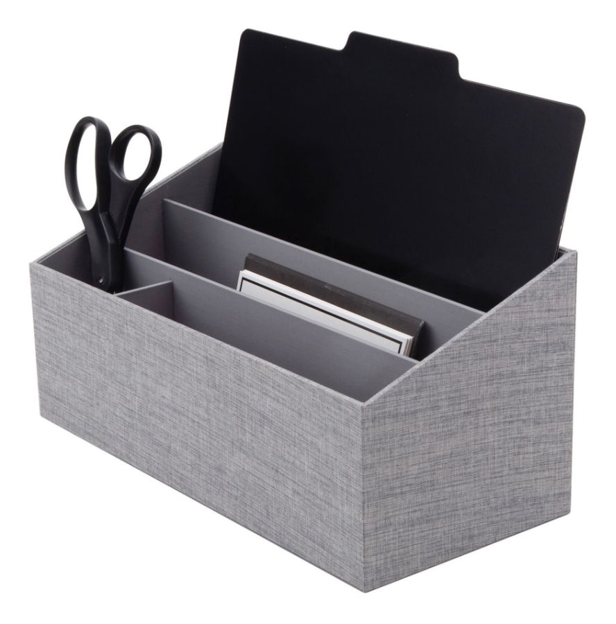 slide 2 of 4, Realspace Fabric 4-Compartment Desk Valet, Light Gray, 12 7/16 in x 5 13/16 in x 5 15/16 in