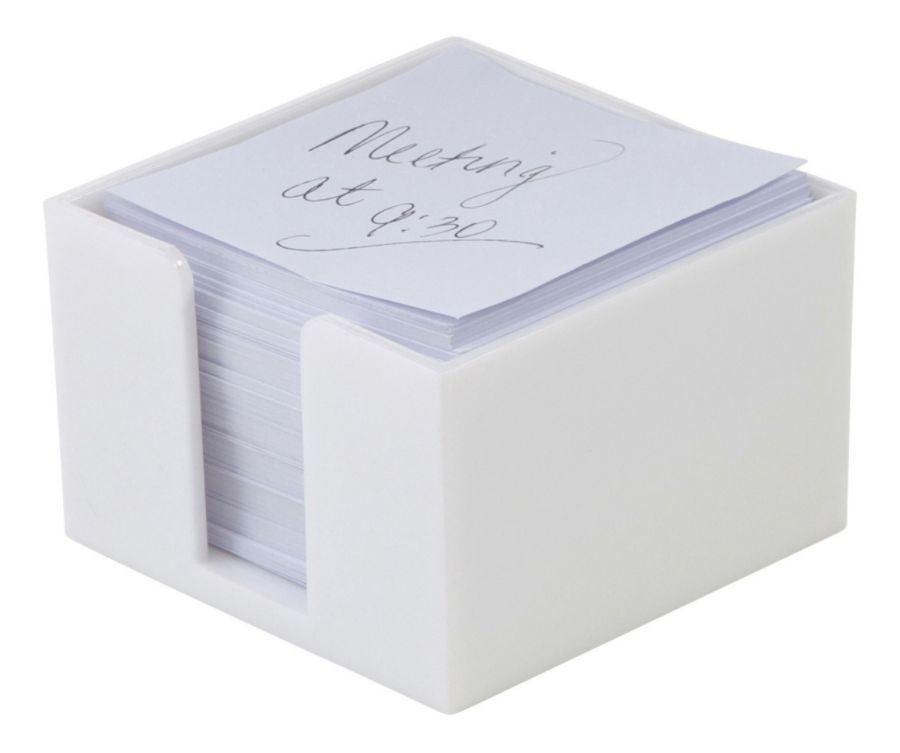 slide 2 of 4, Realspace Plastic Memo Holder, White, 3 3/8 in x 3 3/8 in x 2 1/4 in