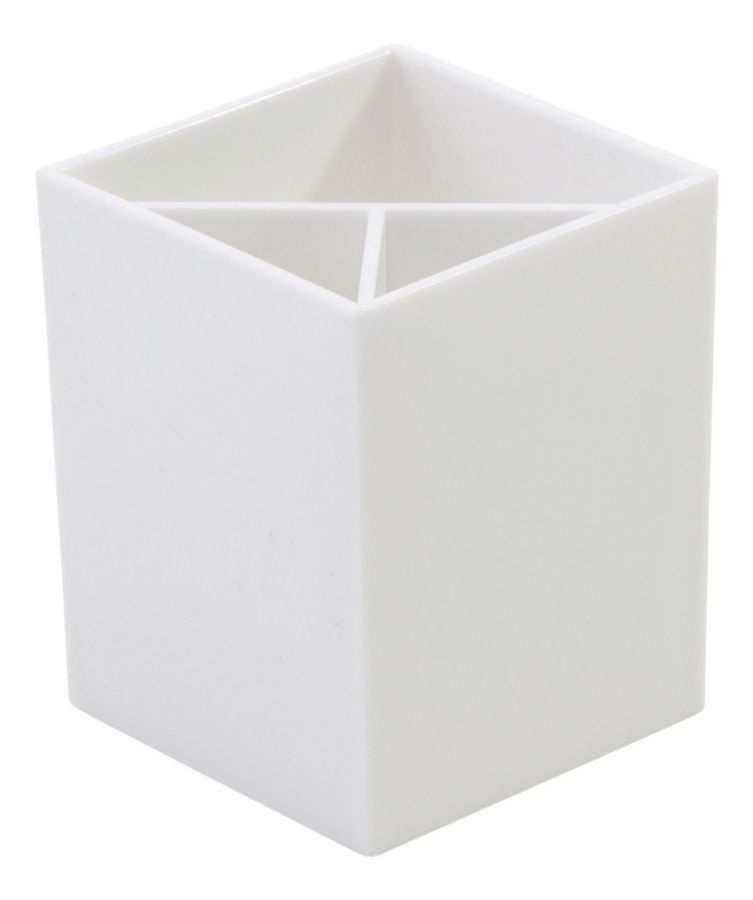 slide 2 of 3, Realspace Plastic 3-Compartment Pencil Cup, White, 3 1/4 in x 3 1/4 in x 4 in