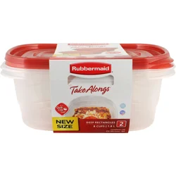 Rubbermaid TakeAlongs 8 Cup Deep Rectangles Containers & Lids 2 ea