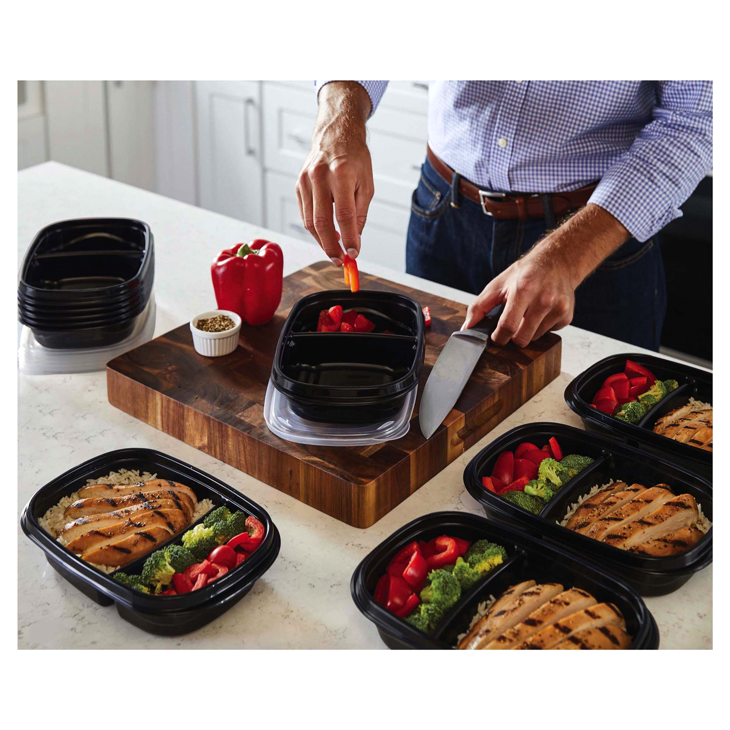 slide 3 of 4, Rubbermaid TakeAlongs 3.7 Cup Divided Rectangles Containers & Lids 10 ea, 10 ct