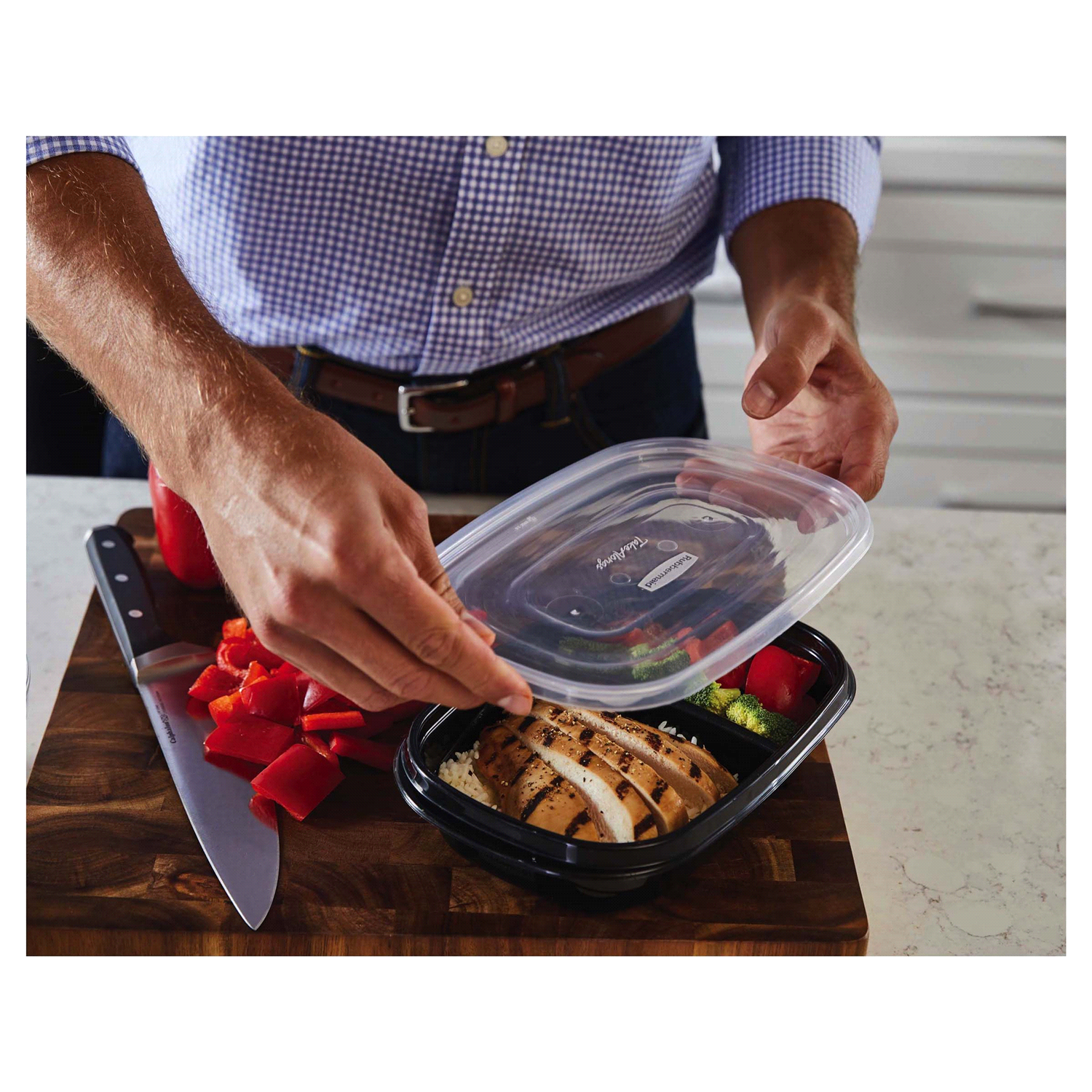 slide 4 of 4, Rubbermaid TakeAlongs 3.7 Cup Divided Rectangles Containers & Lids 10 ea, 10 ct