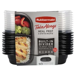 Rubbermaid TakeAlongs 3.7 Cup Divided Rectangles Containers &amp; Lids 10 ea