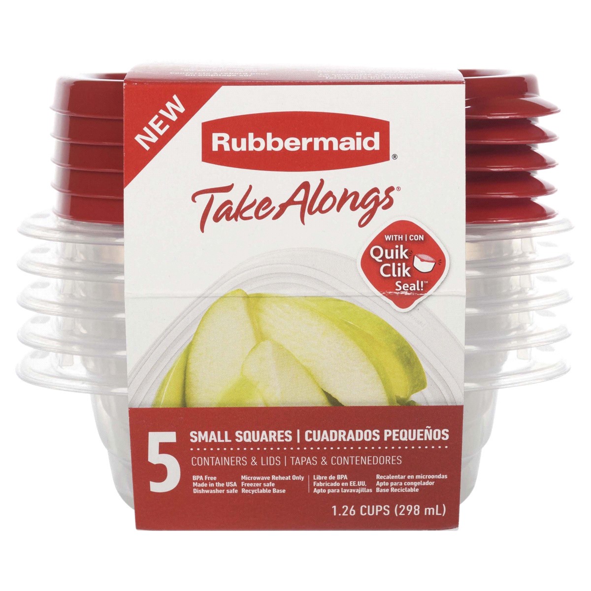 slide 1 of 3, Rubbermaid Take Alongs Small Squares Containers & Lids 5 ea, 5 ct