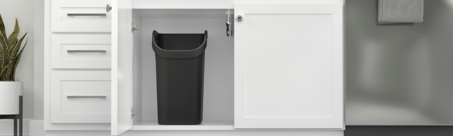 slide 5 of 5, Rubbermaid Undercounter Wastebasket, Black, 9.4 gram