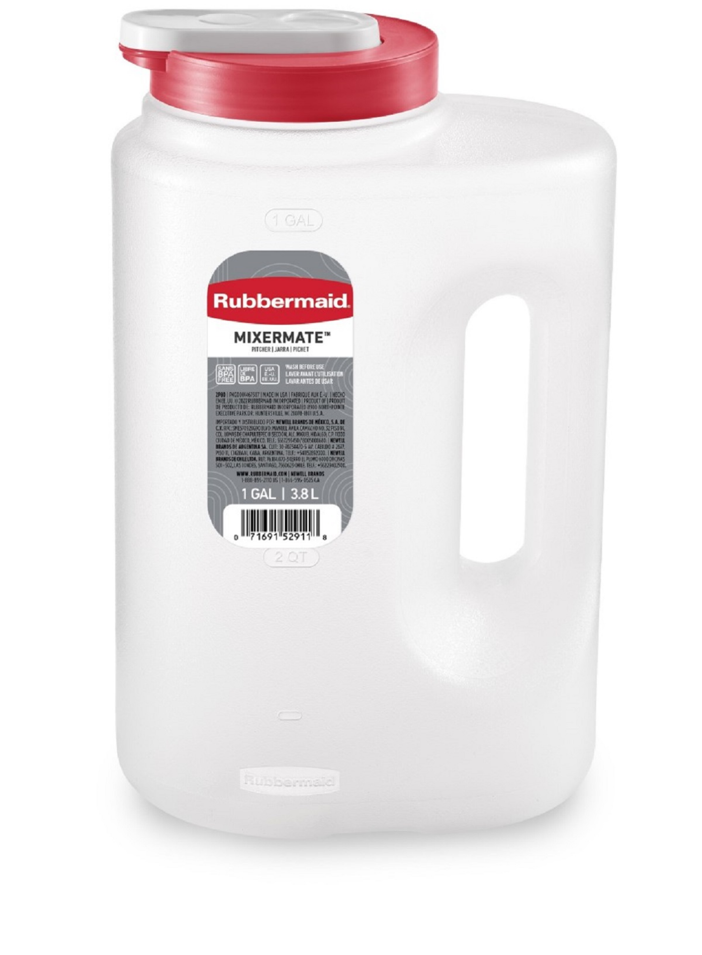 slide 1 of 1, Rubbermaid Mixermate Pitcher, 1 gal