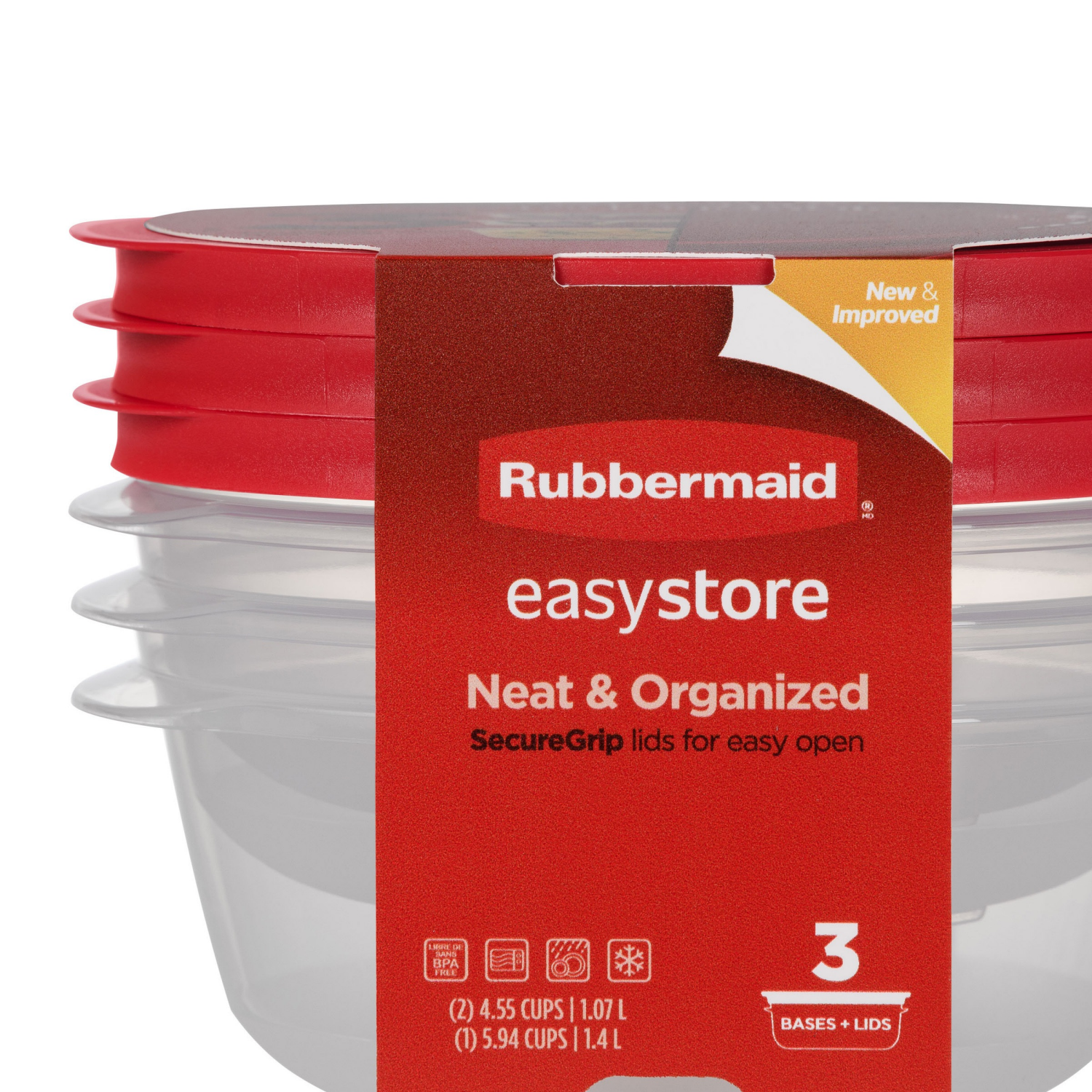 slide 1 of 1, Rubbermaid EasyStore Food Storage Containers 3 Each, 3 ct