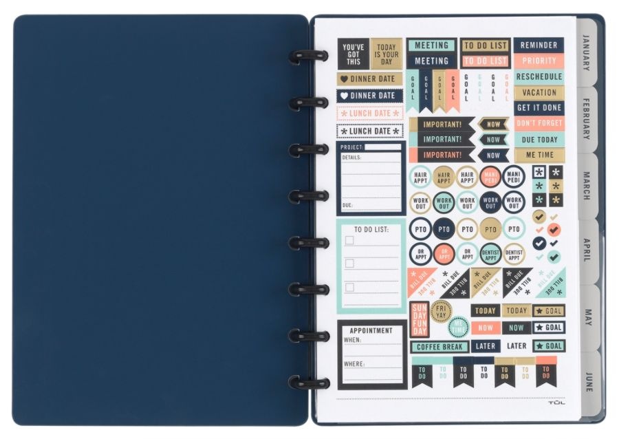 slide 3 of 5, TUL Custom Note-Taking System Discbound Monthly Planner, Junior Size, Navy, January To December 2020, 1 ct