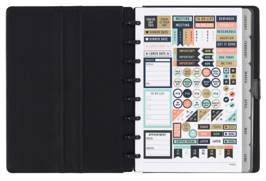 slide 4 of 5, TUL Custom Note-Taking System Discbound Monthly Planner, Junior Size, Black, January To December 2020, 1 ct
