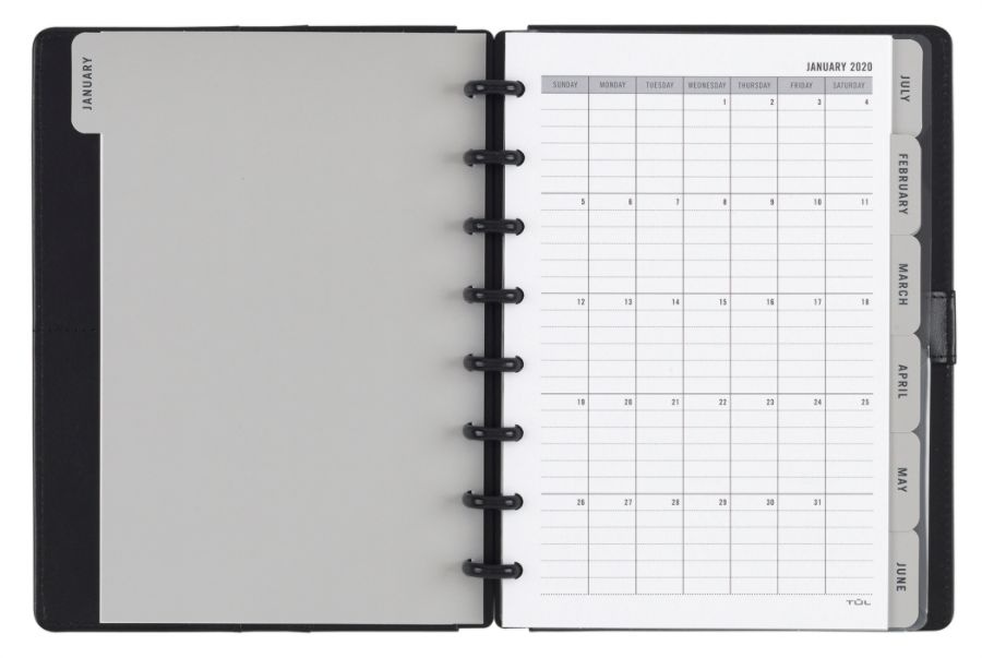 slide 5 of 5, TUL Custom Note-Taking System Discbound Monthly Planner, Junior Size, Black, January To December 2020, 1 ct