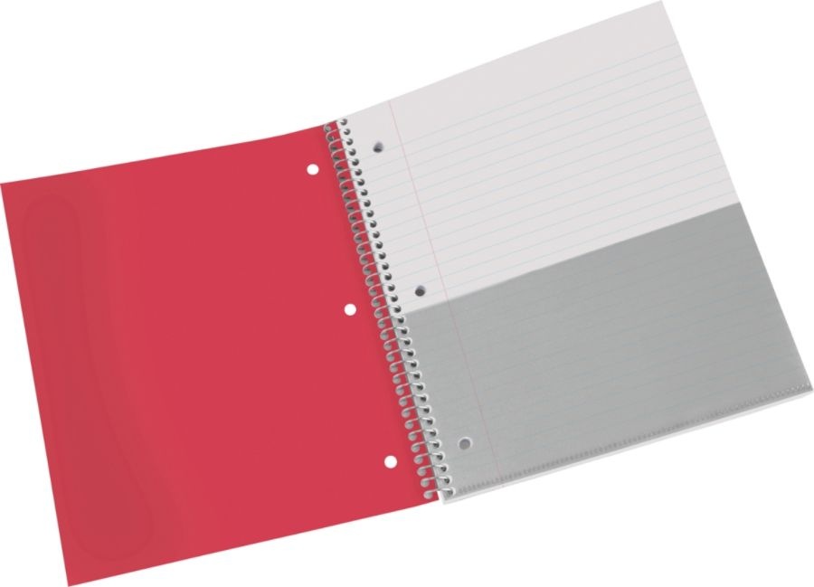 slide 2 of 4, Office Depot Brand Stellar Poly Notebook, 3 Subject, Wide Ruled, Red, 150 ct; 8 1/2 in x 11 in