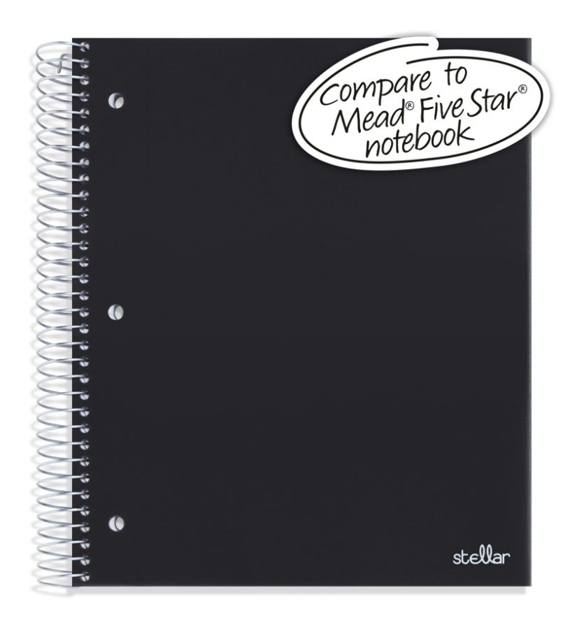 slide 2 of 4, Office Depot Brand Stellar Poly Notebook, 5 Subject, Wide Ruled, Black, 100 ct; 8 in x 10 1/2 in