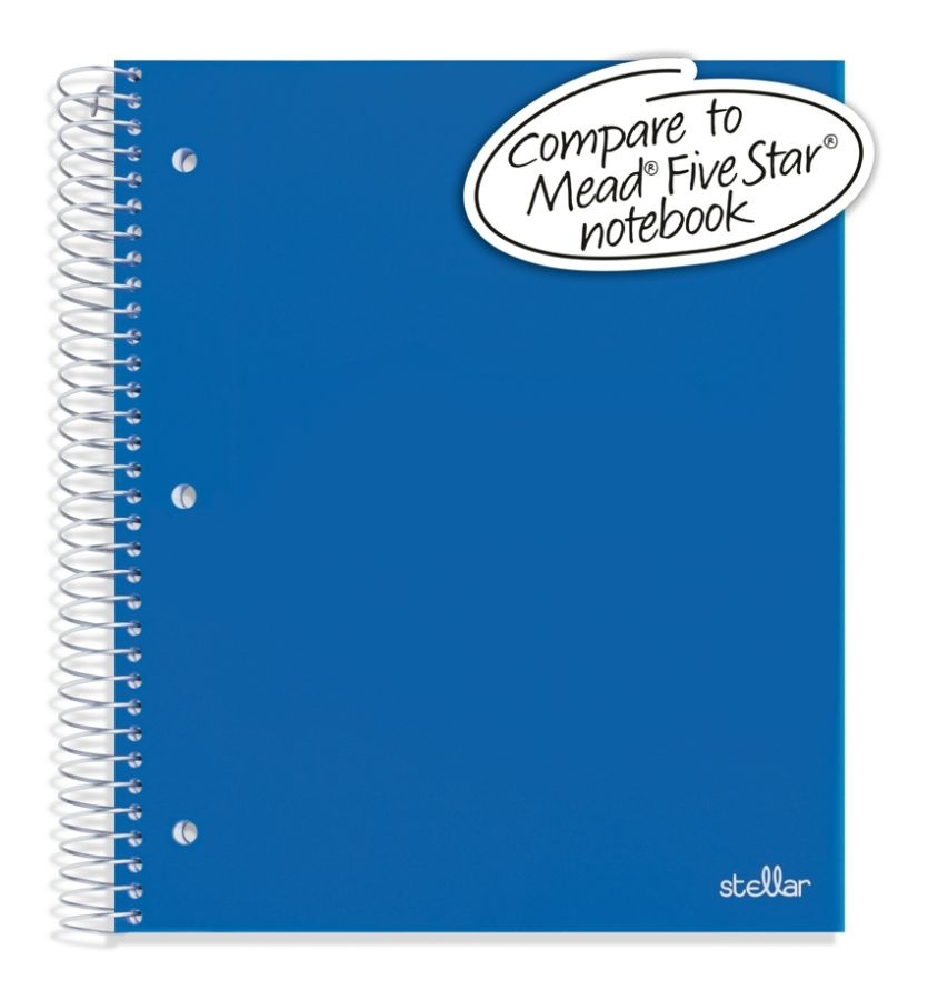 slide 2 of 4, Office Depot Brand Stellar Poly Notebook, 5 Subject, Wide Ruled, Blue, 150 ct; 8 1/2 in x 11 in
