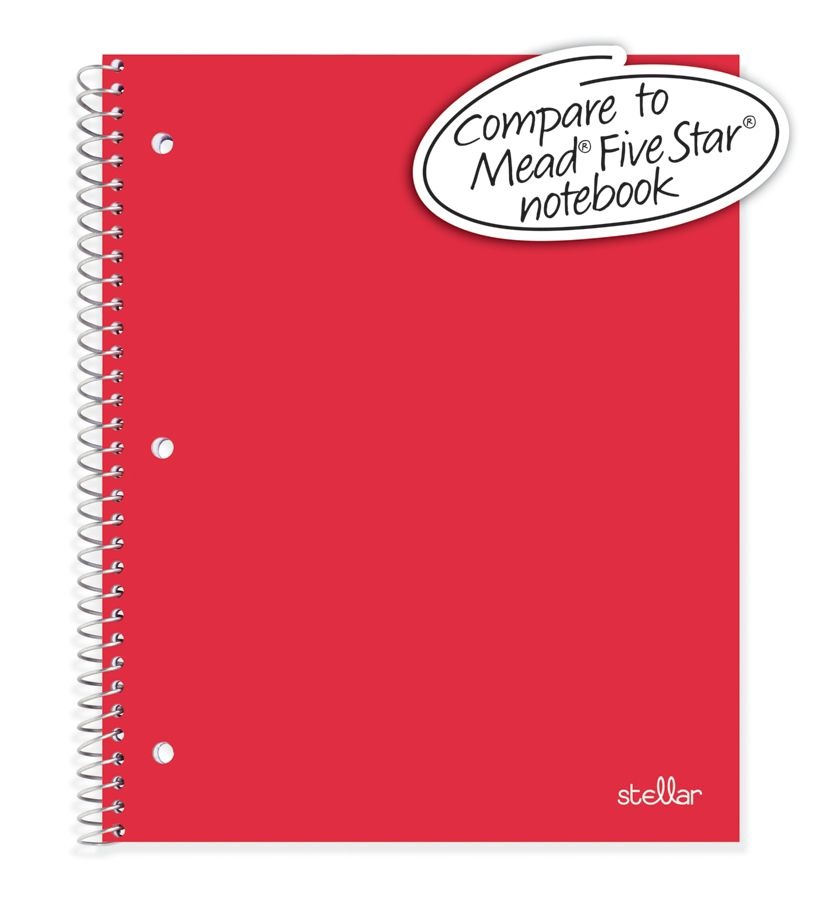 slide 2 of 4, Office Depot Brand Stellar Poly Notebook, 1 Subject, Wide Ruled, Red, 100 ct; 8 in x 10 1/2 in