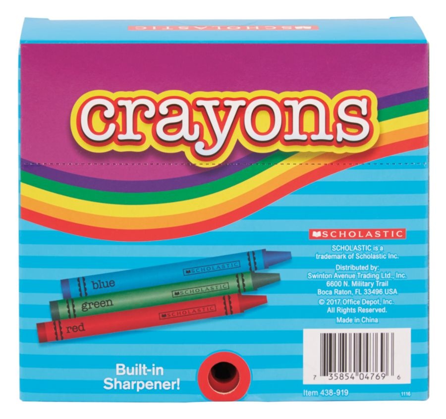 slide 2 of 3, Scholastic Standard Crayons, Assorted Colors, Pack Of 64, 64 ct