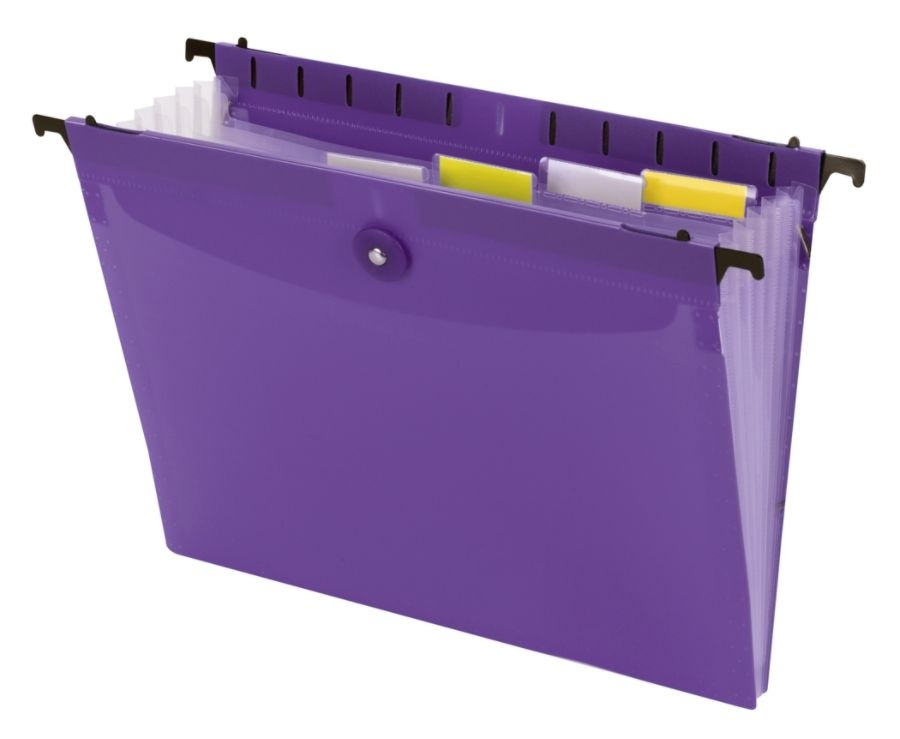slide 3 of 3, Office Depot Brand Poly 7-Pocket Hanging File, 8'' Expansion, Letter Size, 9-5/8'' X 13'', Purple, 1 ct