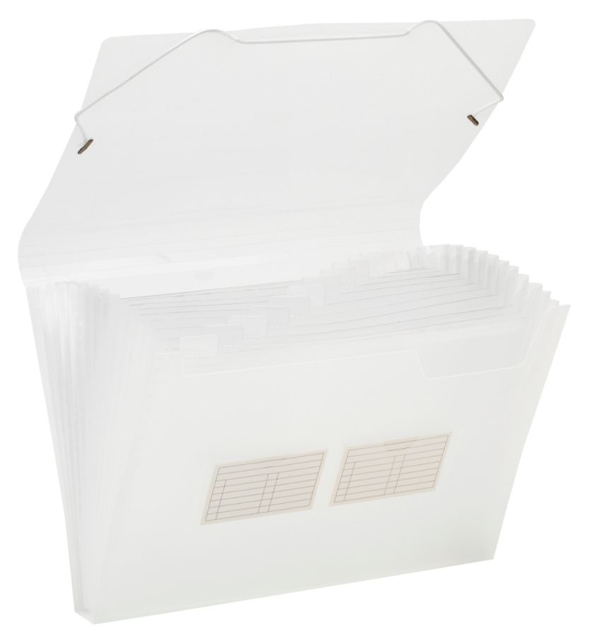 slide 2 of 3, Office Depot Brand Poly 13-Pocket File, 3-1/2'' Expansion, Letter Size, Clear, 1 ct