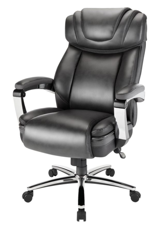 slide 4 of 6, Realspace Axton Leather High-Back Big & Tall Chair, Dark Gray/Chrome, 1 ct