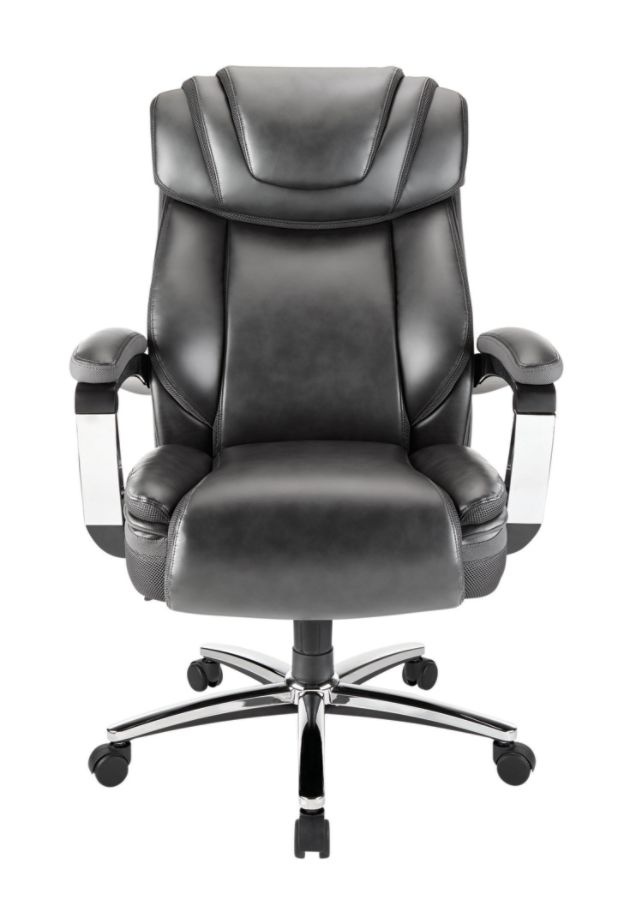 slide 2 of 6, Realspace Axton Leather High-Back Big & Tall Chair, Dark Gray/Chrome, 1 ct